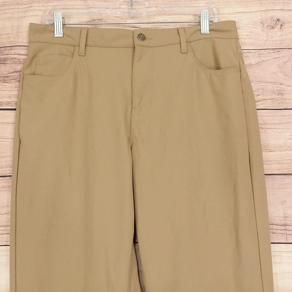 Fabletics Pants Mens 33x34 Beige Slim Khaki Microfiber Travel Casual Chino